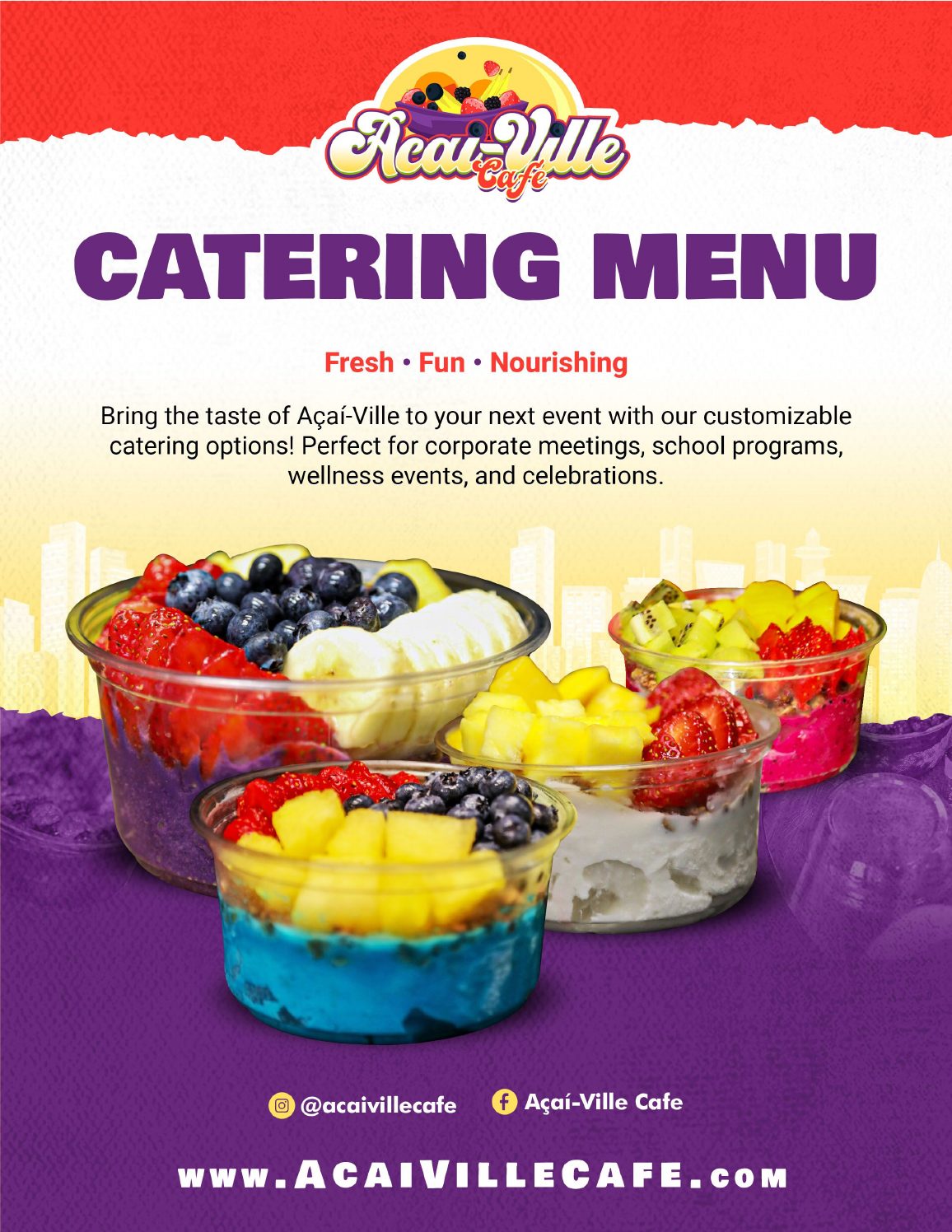 Acai-Ville Cafe catering menu — page 1