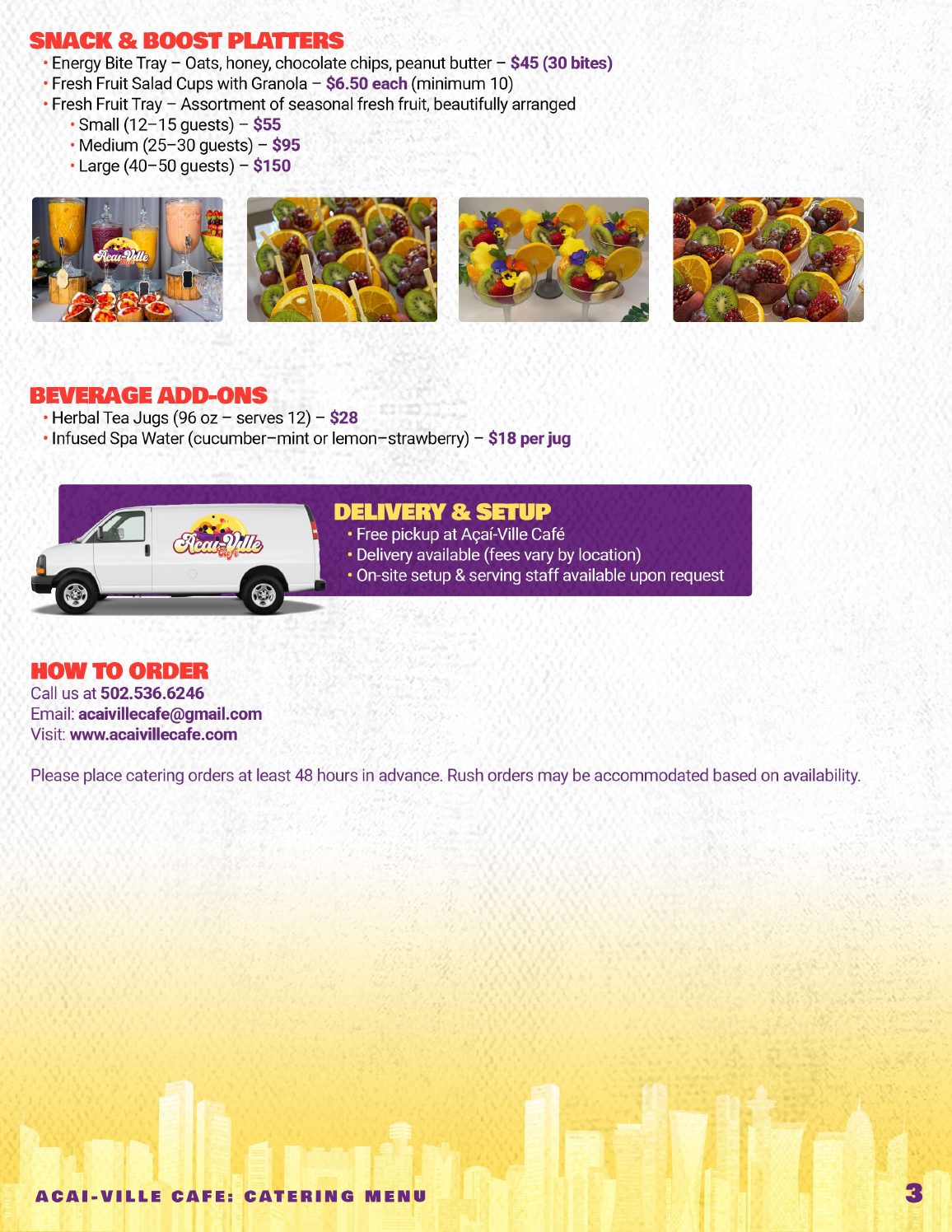 Acai-Ville Cafe catering menu — page 3